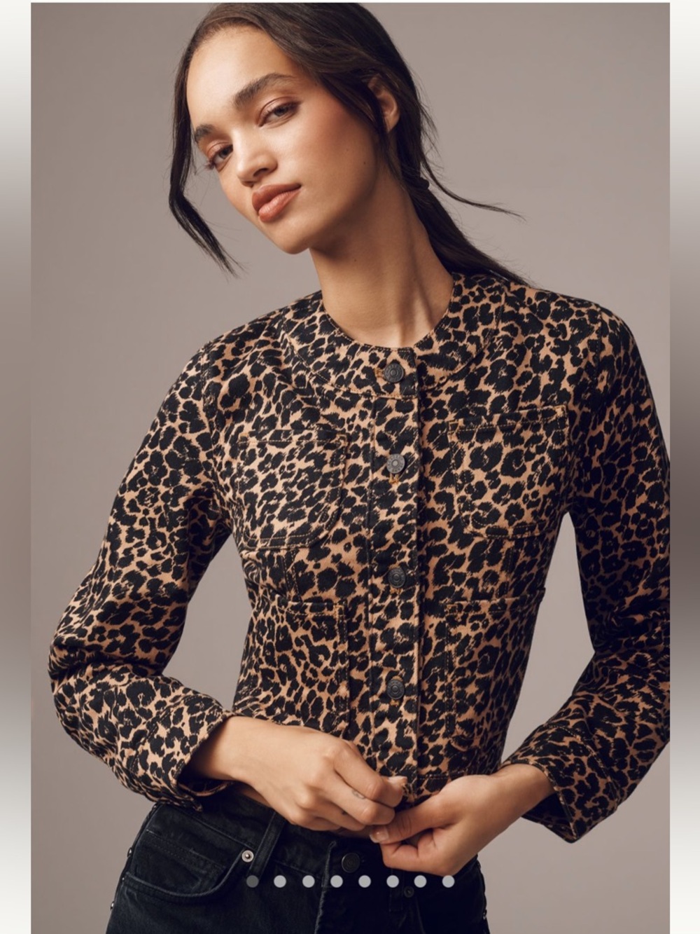 Anthropologie The Cora Patch Pocket Jacket by Maeve: Leopard Edition